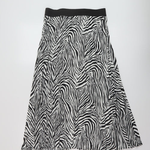 Decjuba Womens White Animal Print Polyester Pleated Skirt Size M