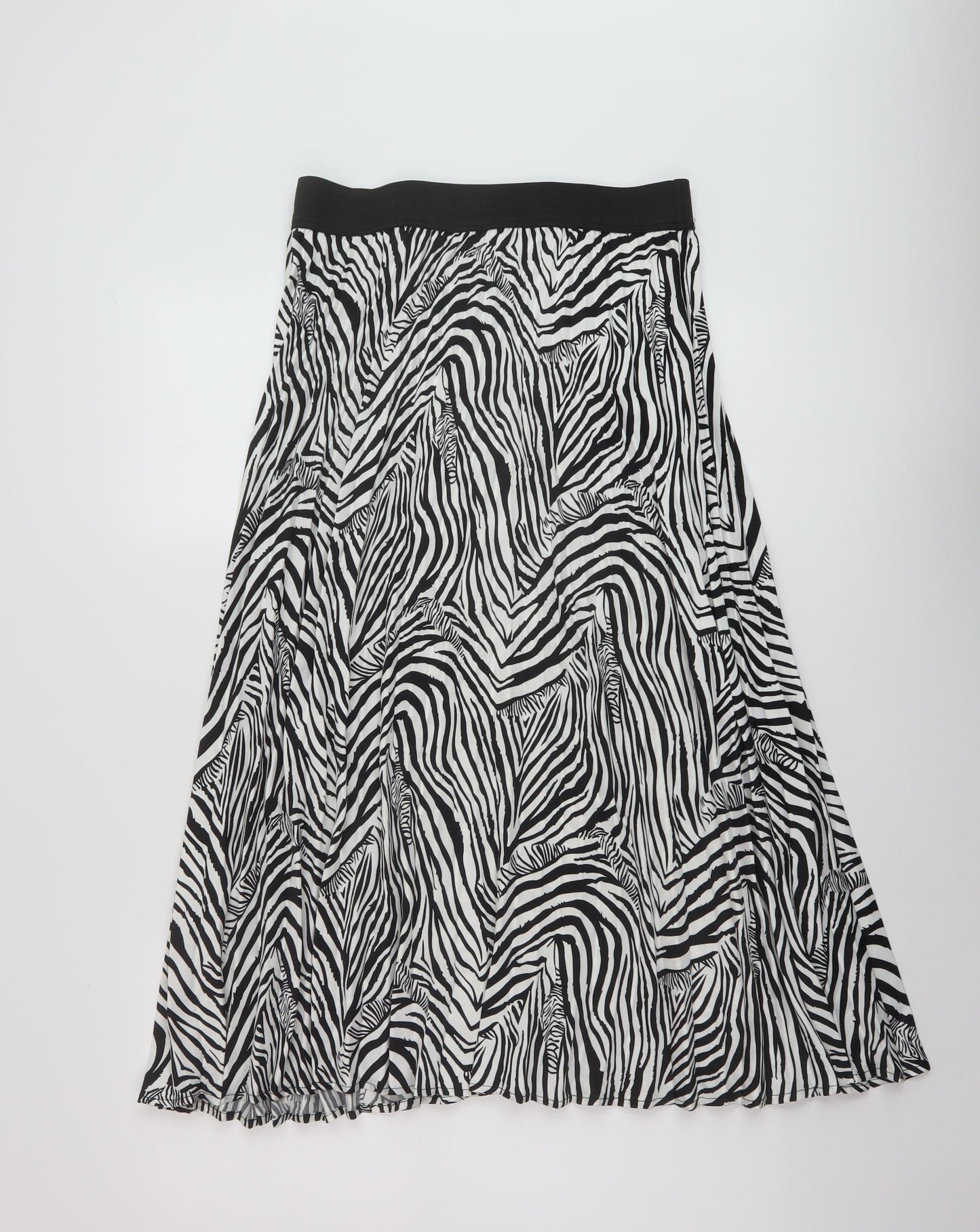 Decjuba Womens White Animal Print Polyester Pleated Skirt Size M