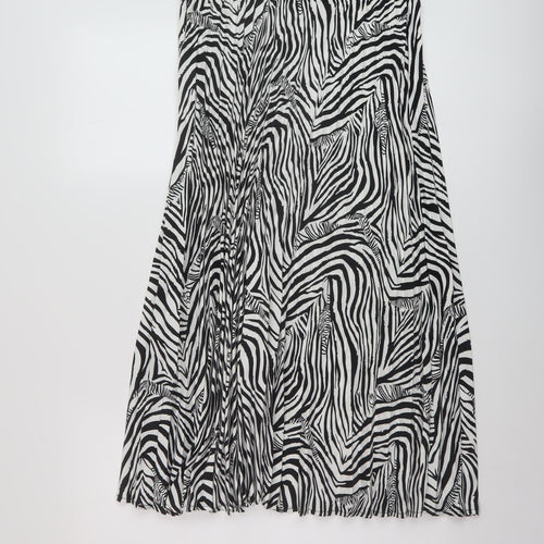 Decjuba Womens White Animal Print Polyester Pleated Skirt Size M