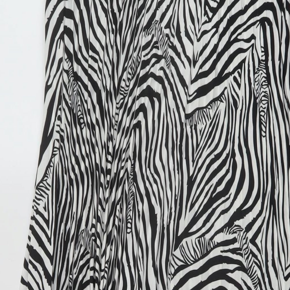 Decjuba Womens White Animal Print Polyester Pleated Skirt Size M