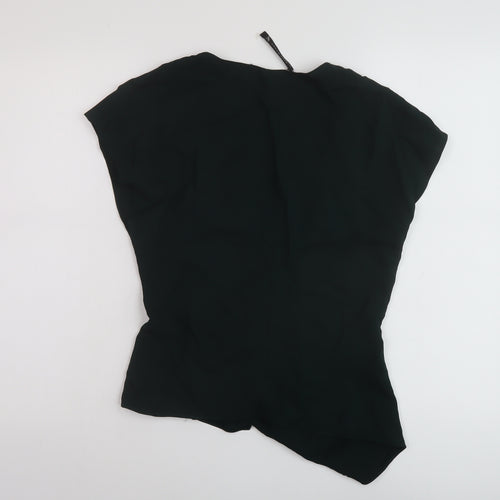 Zara Womens Green Polyester Basic Blouse Size S V-Neck