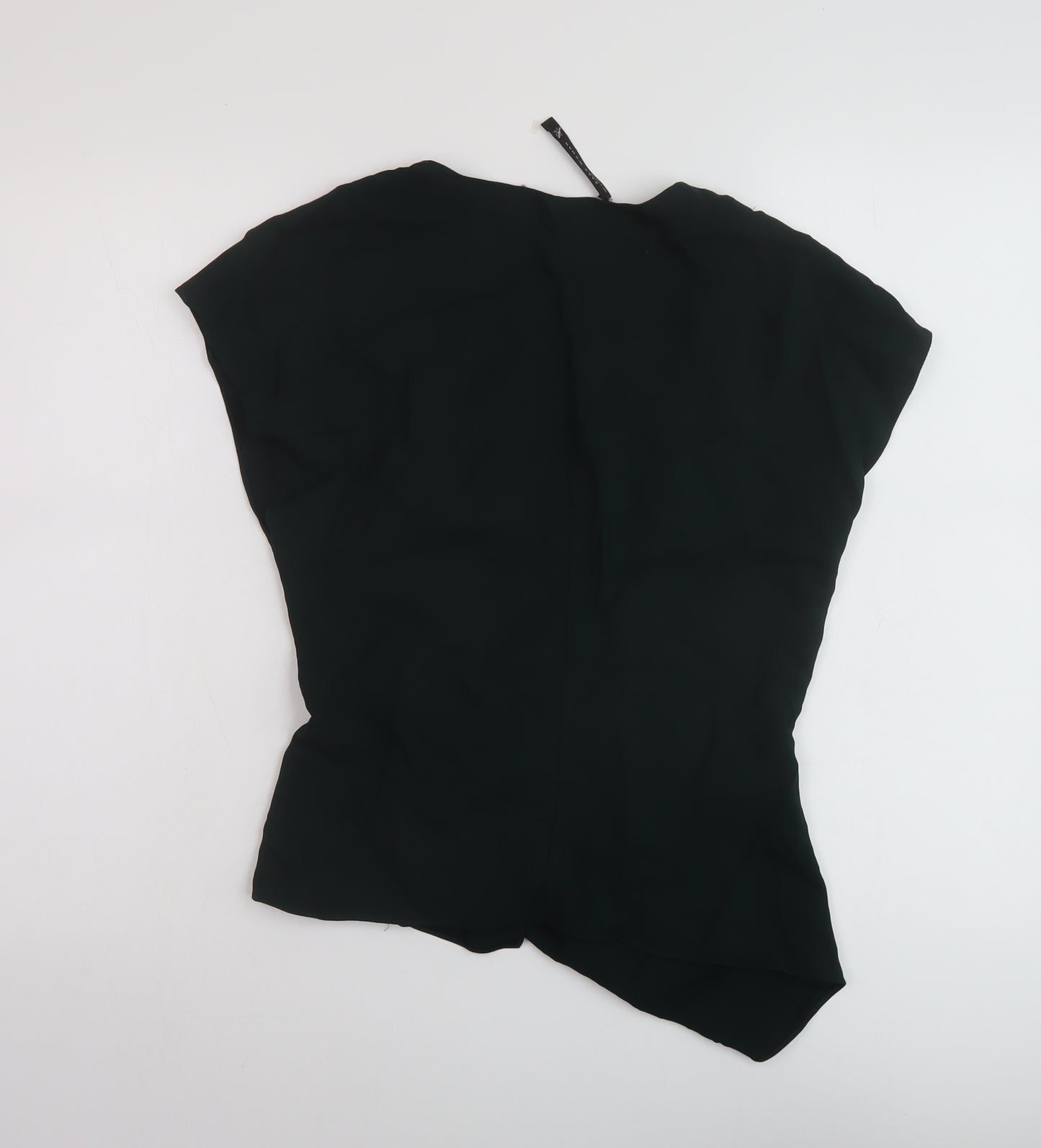 Zara Womens Green Polyester Basic Blouse Size S V-Neck