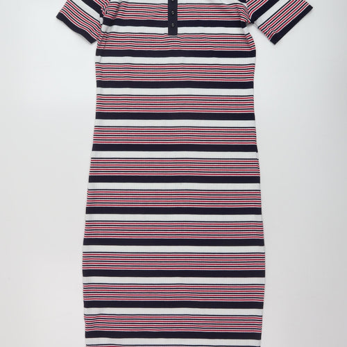 NEXT Womens Multicoloured Striped Polyester Bodycon Size 10 Round Neck Pullover