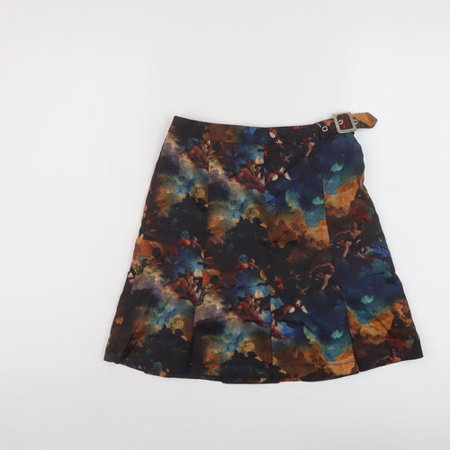 COLLUSION Womens Multicoloured Geometric Polyester A-Line Skirt Size 6 Zip
