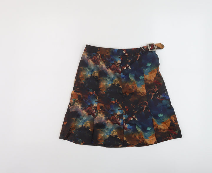 COLLUSION Womens Multicoloured Geometric Polyester A-Line Skirt Size 6 Zip