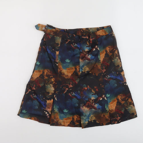 COLLUSION Womens Multicoloured Geometric Polyester A-Line Skirt Size 6 Zip