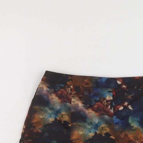 COLLUSION Womens Multicoloured Geometric Polyester A-Line Skirt Size 6 Zip