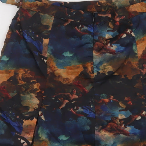 COLLUSION Womens Multicoloured Geometric Polyester A-Line Skirt Size 6 Zip