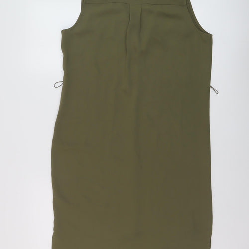 Adrienne Vittadini Womens Green Polyester Shirt Dress Size 10 Collared Button