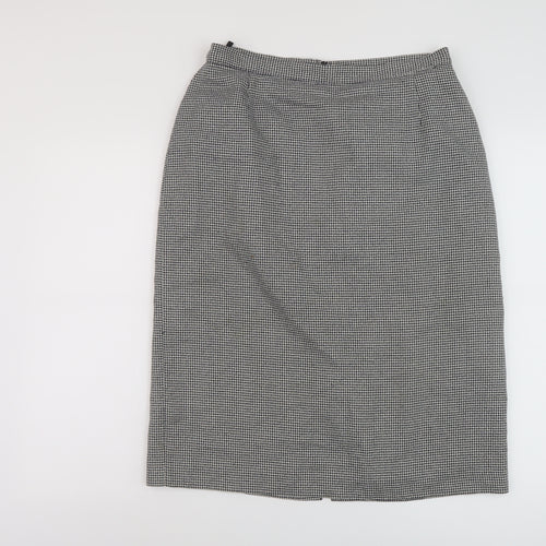 St Michael Womens Black Geometric Polyester A-Line Skirt Size 18 Zip