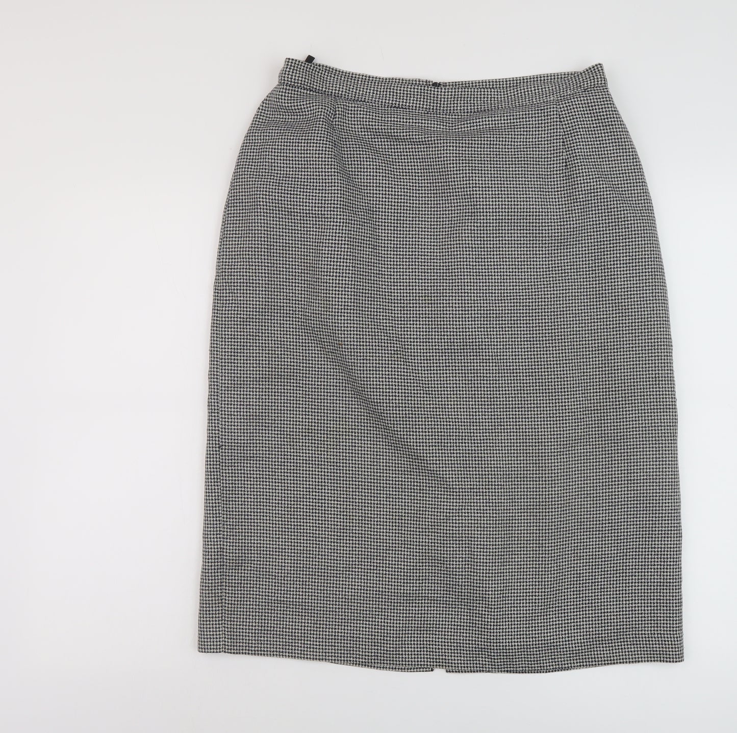 St Michael Womens Black Geometric Polyester A-Line Skirt Size 18 Zip