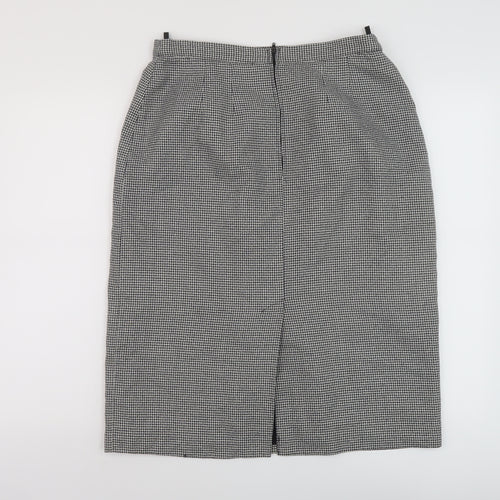 St Michael Womens Black Geometric Polyester A-Line Skirt Size 18 Zip