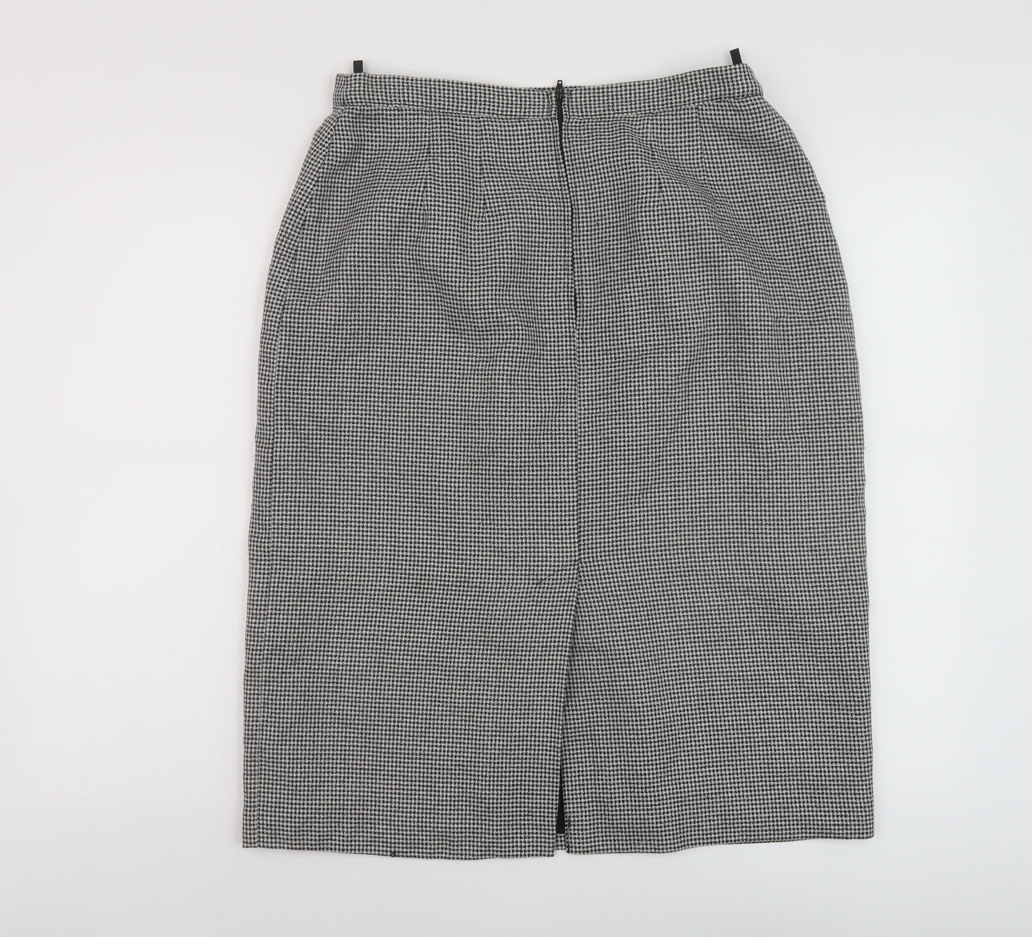 St Michael Womens Black Geometric Polyester A-Line Skirt Size 18 Zip
