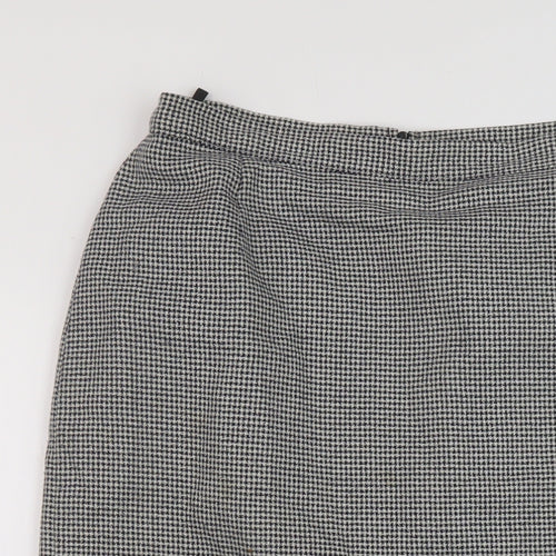 St Michael Womens Black Geometric Polyester A-Line Skirt Size 18 Zip