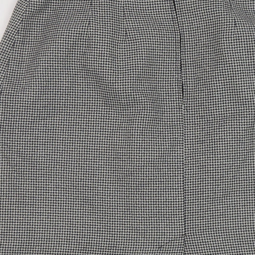 St Michael Womens Black Geometric Polyester A-Line Skirt Size 18 Zip