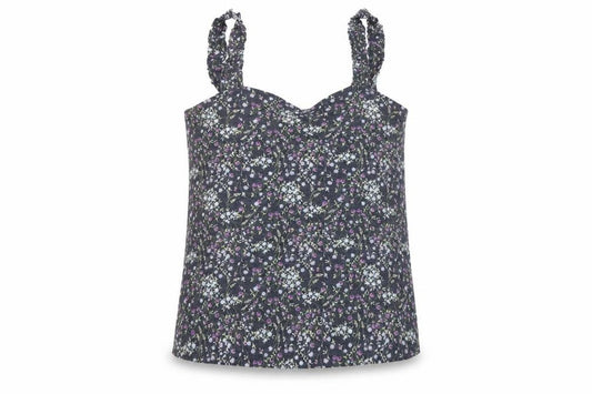 Front view of Next women’s beige floral polyester basic tank, size UK 12, sweetheart