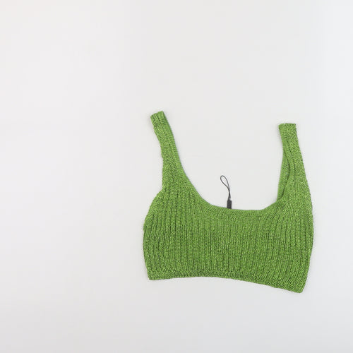 Sorelle Womens Green Viscose Cropped Tank Size 8 Square Neck