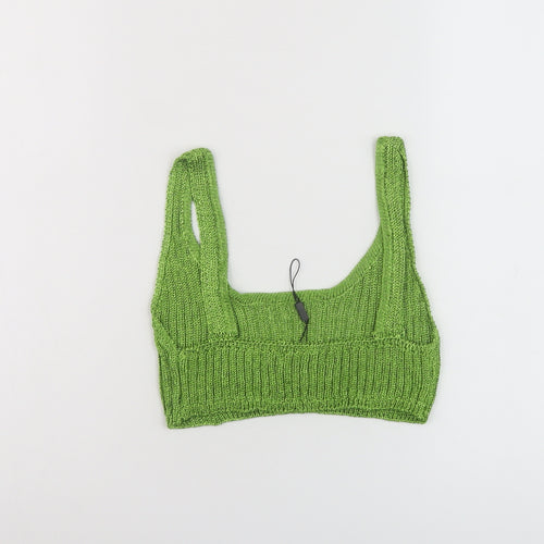 Sorelle Womens Green Viscose Cropped Tank Size 8 Square Neck
