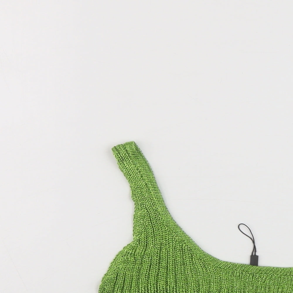 Sorelle Womens Green Viscose Cropped Tank Size 8 Square Neck