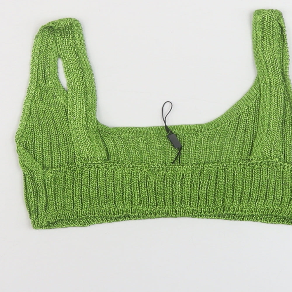 Sorelle Womens Green Viscose Cropped Tank Size 8 Square Neck