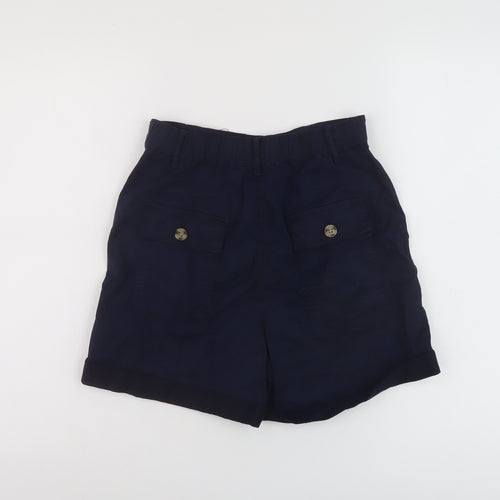 Marks and Spencer Womens Blue Lyocell Cargo Shorts Size 6 L5 in Regular Button