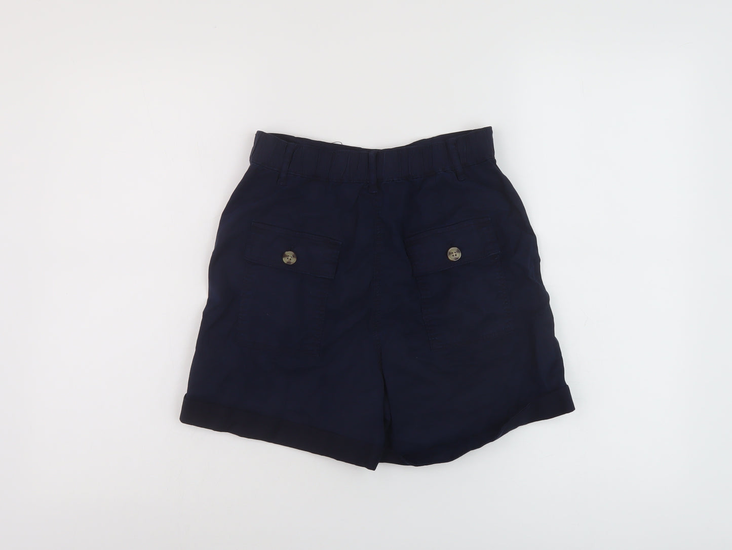 Marks and Spencer Womens Blue Lyocell Cargo Shorts Size 6 L5 in Regular Button