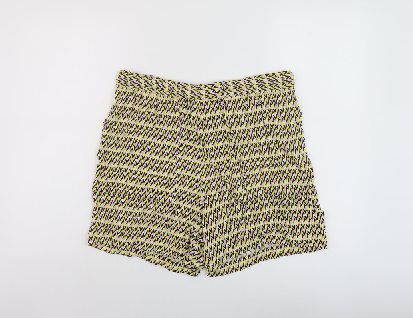 Autograph Womens Multicoloured Geometric Viscose Basic Shorts Size 14 L7 in Regular Drawstring