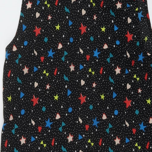 Marks and Spencer Girls Black Geometric Polyester Basic Blouse Size 13-14 Years Collared Button