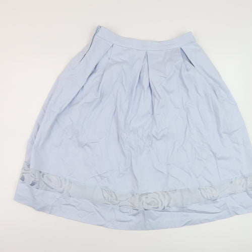 Dorothy Perkins Womens Blue Cotton A-Line Skirt Size 8 Zip