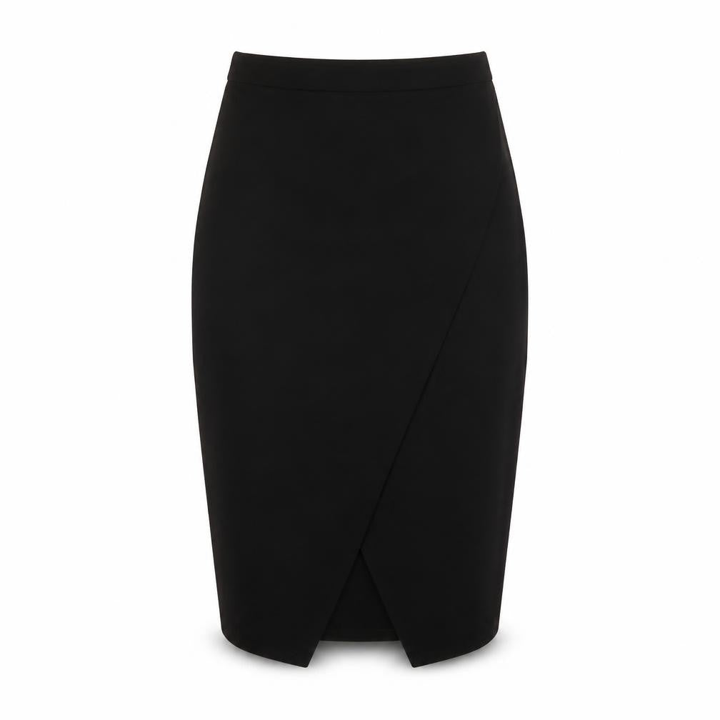 Front view of River Island women’s beige polyester straight & pencil skirt, size UK 10