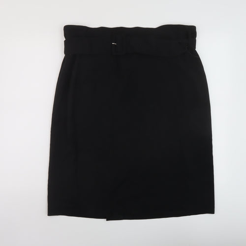 Marks and Spencer Womens Black Polyester Straight & Pencil Skirt Size 20 Zip