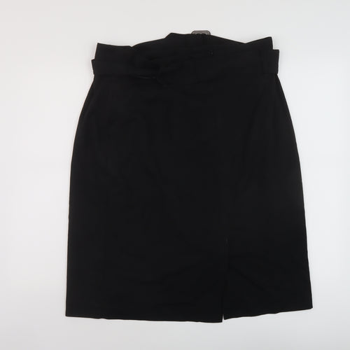 Marks and Spencer Womens Black Polyester Straight & Pencil Skirt Size 20 Zip