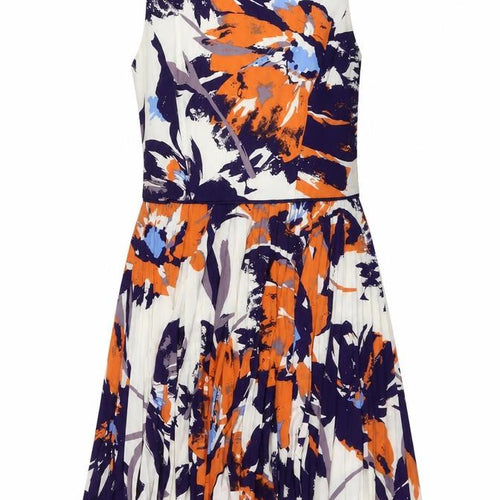 Maggy London Womens Multicoloured Geometric Polyester A-Line Size 14 Round Neck Zip