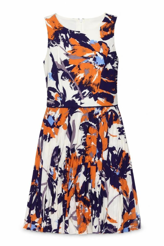 Maggy London Womens Multicoloured Geometric Polyester A-Line Size 14 Round Neck Zip