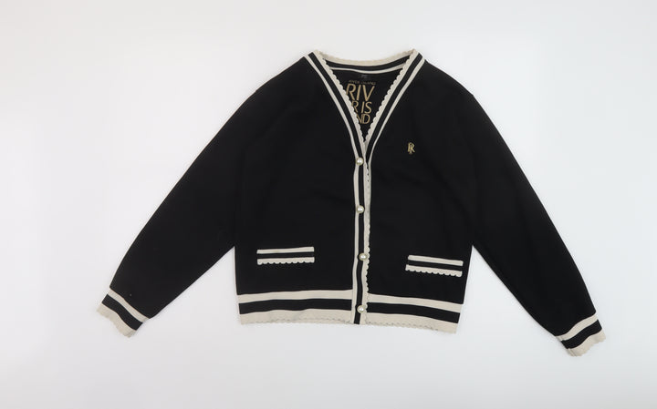 River Island Womens Black Bomber Jacket Jacket Size XS Button