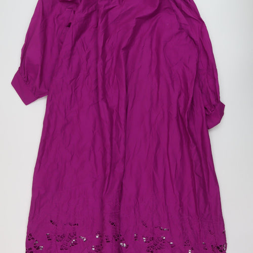 H&M Womens Purple Cotton A-Line Size M Round Neck Tie