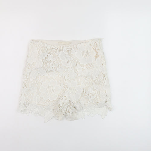 Vera & Lucy Womens Ivory Polyester Basic Shorts Size S L3 in Regular Zip
