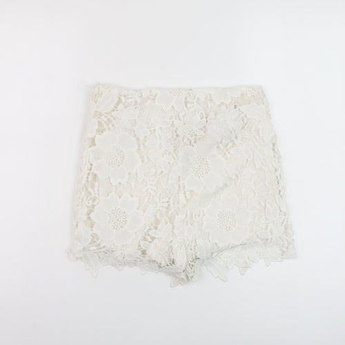 Vera & Lucy Womens Ivory Polyester Basic Shorts Size S L3 in Regular Zip