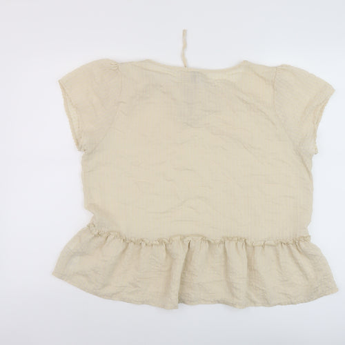 Peppercorn Womens Beige Viscose Basic Blouse Size 12 Round Neck