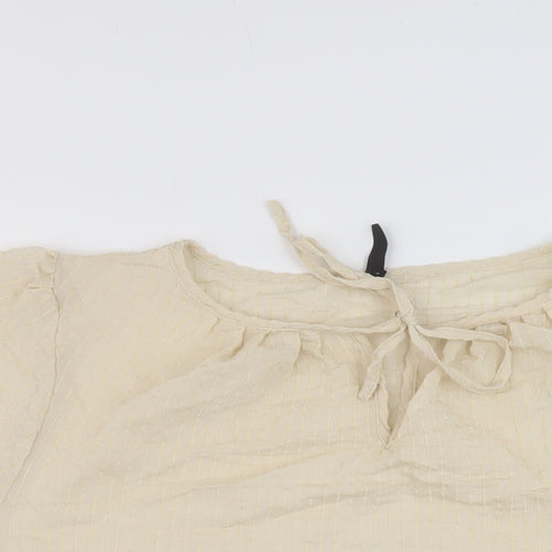 Peppercorn Womens Beige Viscose Basic Blouse Size 12 Round Neck