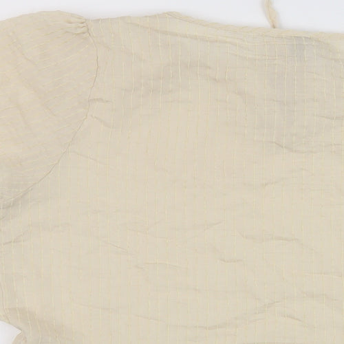 Peppercorn Womens Beige Viscose Basic Blouse Size 12 Round Neck