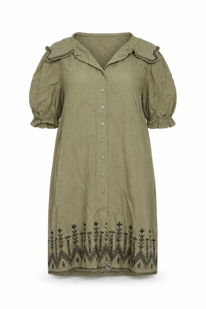 NEXT Womens Green Viscose Shirt Dress Size 10 V-Neck Button