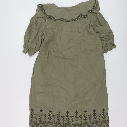 NEXT Womens Green Viscose Shirt Dress Size 10 V-Neck Button