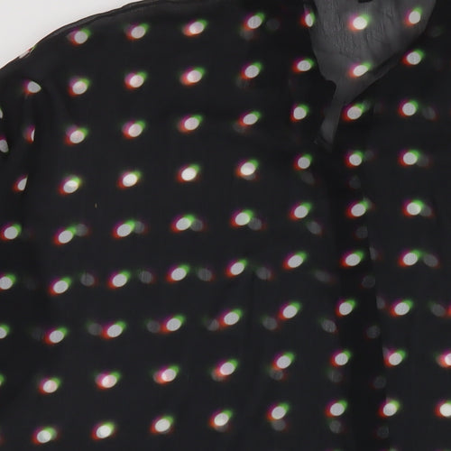 River Island Womens Black Geometric Polyester Basic Blouse Size 18 Collared