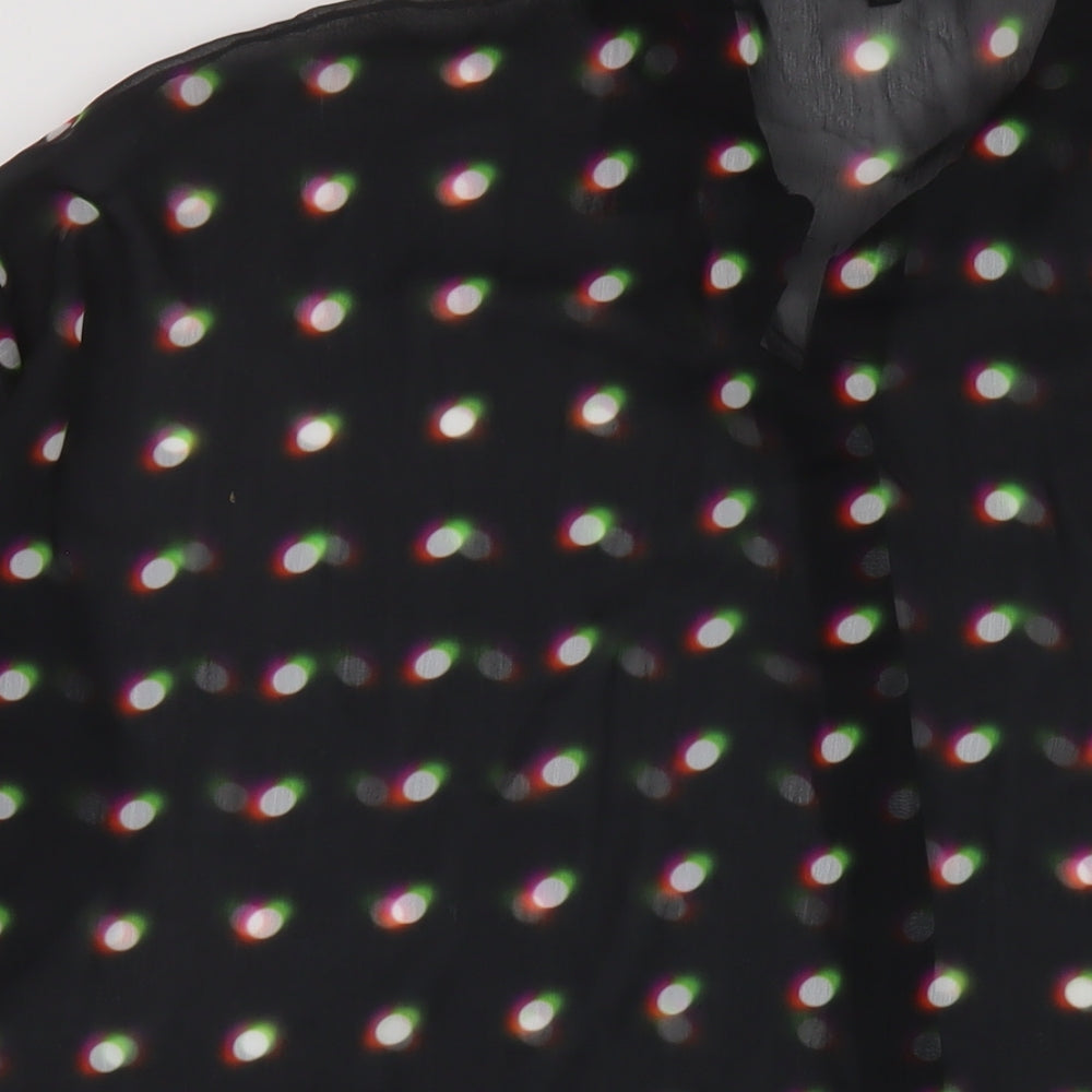 River Island Womens Black Geometric Polyester Basic Blouse Size 18 Collared
