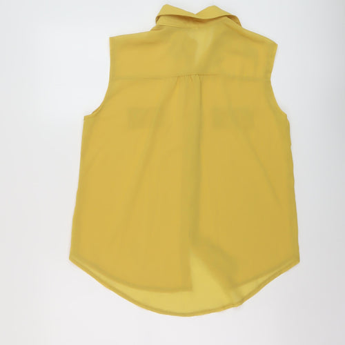 Favo Look Womens Yellow Polyester Basic Blouse Size 2XL Collared