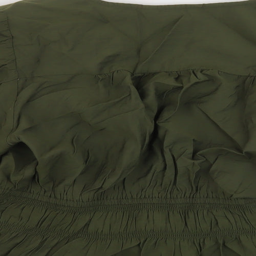Marks and Spencer Womens Green Viscose Basic Blouse Size 12 V-Neck