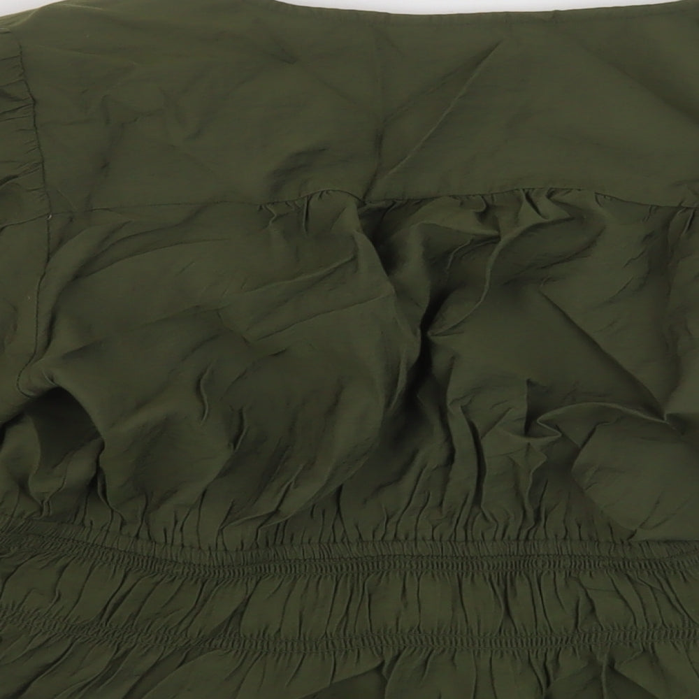 Marks and Spencer Womens Green Viscose Basic Blouse Size 12 V-Neck