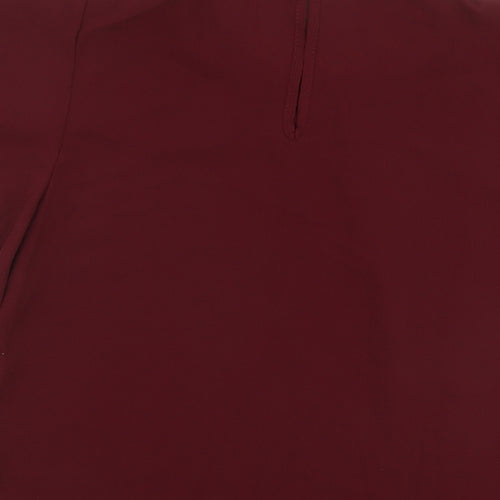 Boohoo Womens Red Polyester Basic Blouse Size 8 Mock Neck