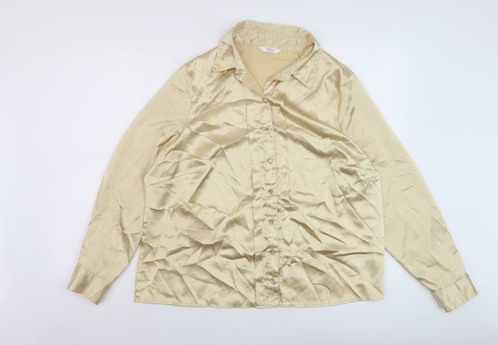 Marks and Spencer Womens Beige Polyester Basic Button-Up Size 20 Collared